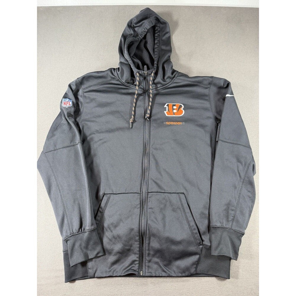 Cincinnati Bengals Nike Hoodie Mens Large Black Full Zip Sweatshirt Dri-Fit NFL
